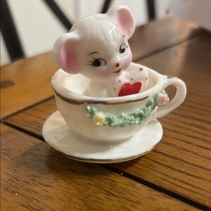 Vintage Mouse Teacup Figurine